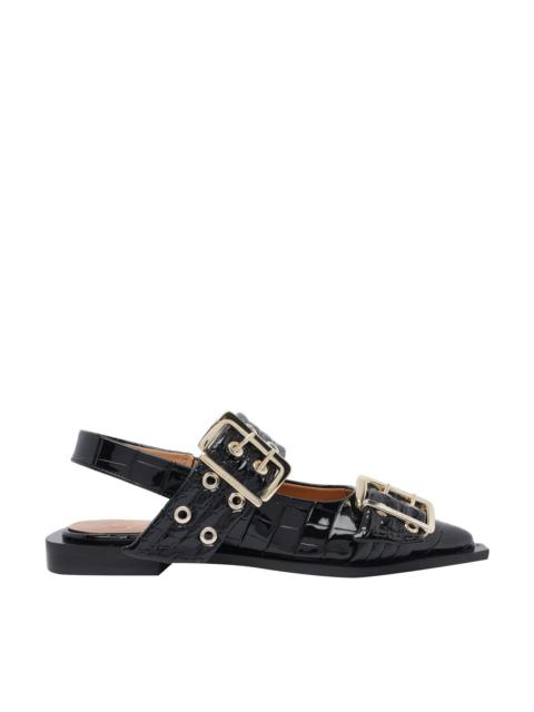 GANNI Ganni Women Croco Patent Feminine Buckle Ballerinas