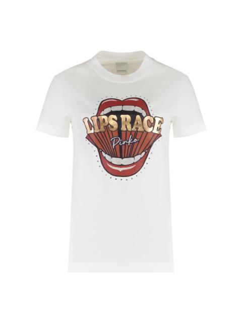 RHINESTONE COTTON CREW-NECK T-SHIRT