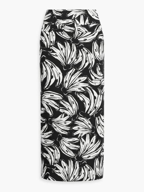 FARM RIO Printed cotton and Lyocell-blend canvas midi skirt