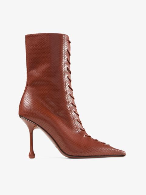 JIMMY CHOO Scarlett Ankle Boot 95
Cognac Elaphe Printed Leather Ankle Boots