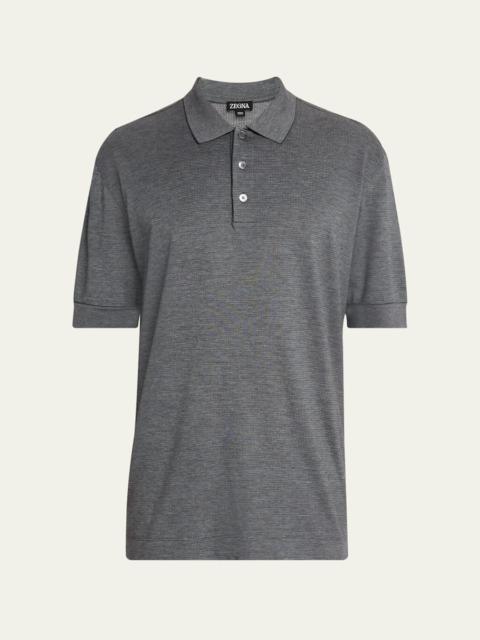 ZEGNA Men's Cotton and Silk Tipped Polo Shirt