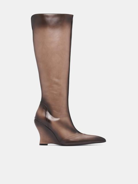 KNWLS Beige Calf-High Leather Sabaton Boots