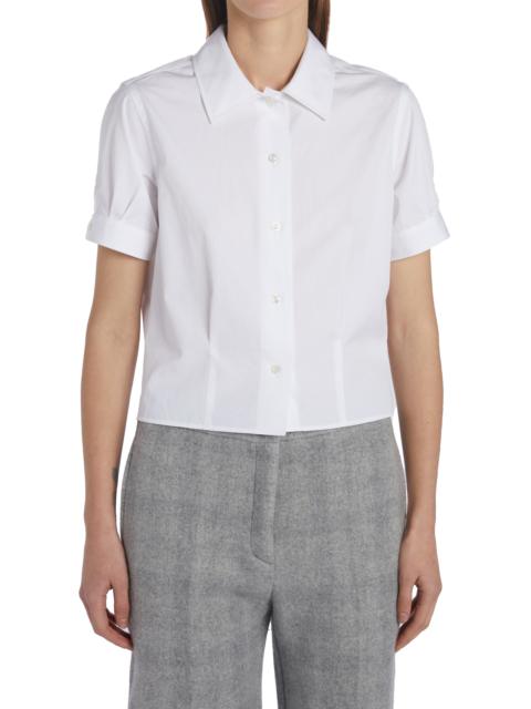 Thom Browne Thom Browne Pleated Cotton Poplin Button-Up Blouse in White at Nordstrom