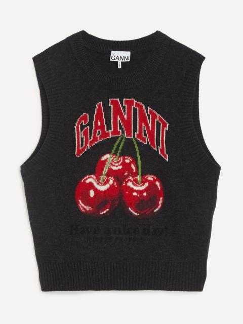 GANNI Graphic Cherry Wool Vest