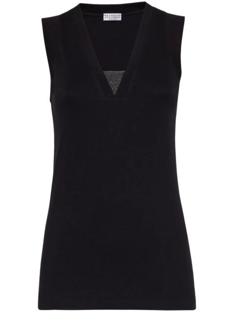 Brunello Cucinelli Brunello Cucinelli Women Stretch Cotton Jersey Tank Top With Precious Faux-Layering