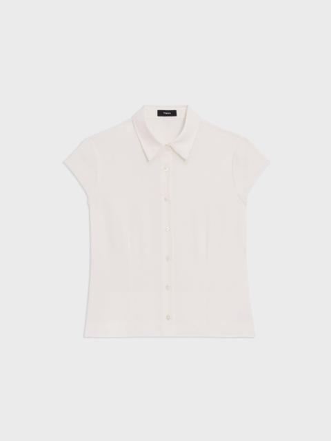Theory Cap Sleeve Shirt in Silk Georgette