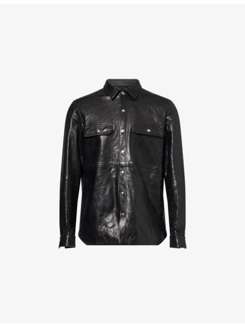 Rick Owens Oversized Flap-Pocket Leather Shirt
