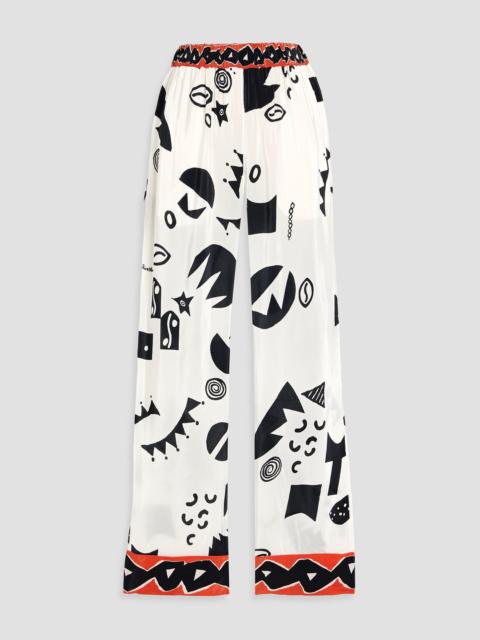 FARM RIO Printed crepe de chine straight-leg pants