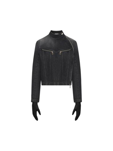 Jean Paul Gaultier Jean Paul Gaultier Denim High Neck Zipped Jacket With Gloves 'Black'