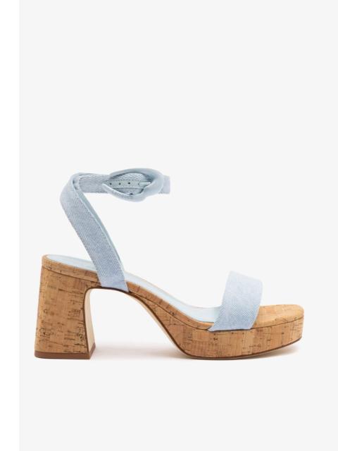 Larroudé Dolly Verona Low Sandal In Maya Denim and Natural Cork
