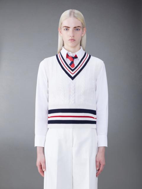 Thom Browne Cashmere Cable V-Neck Vest