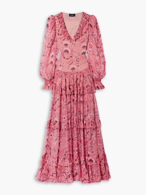 Etro Ruffled paisley-print silk-crepon maxi dress