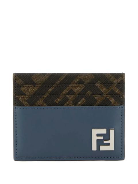 FENDI Fendi Men Leather And Ff Canvas Squared Card Holder