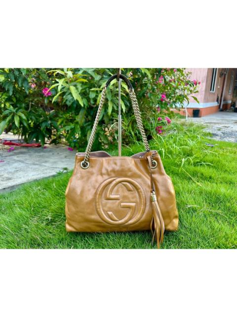 GUCCI Authentic Gucci Soho Patent Leather Chain Tote Bag