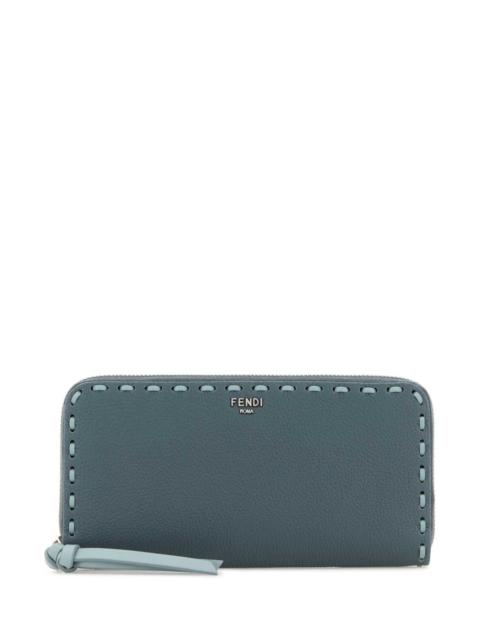 FENDI Fendi Women Air Force Blue Leather Large Peekaboo Wallet