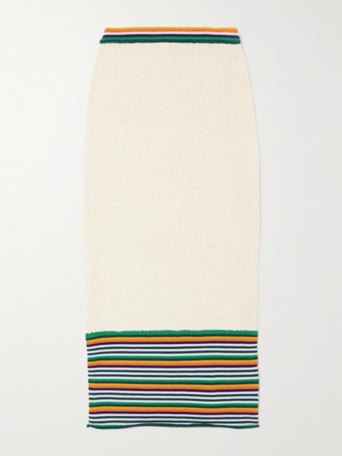 CHRISTOPHER JOHN ROGERS Striped Cotton-blend Bouclé Midi Skirt