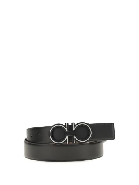 FERRAGAMO Ferragamo Reversible Leather Belt Blue Patterned Navy