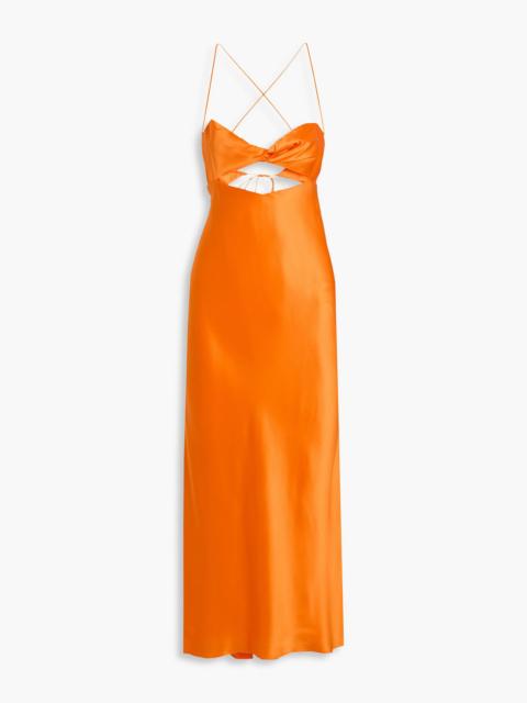 THE SEI Twisted cutout silk-satin maxi dress