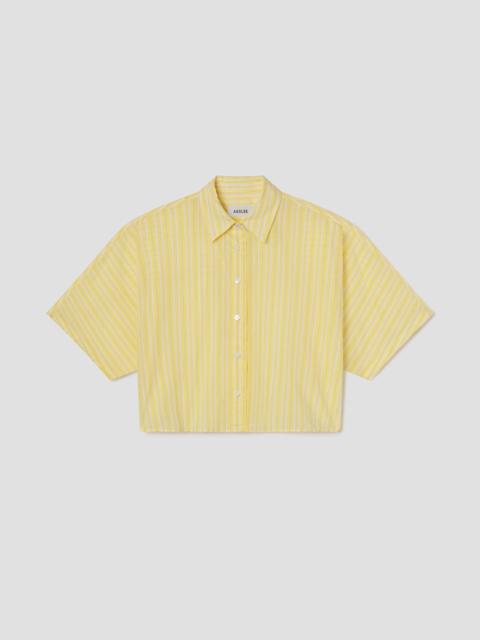 AGOLDE MERRIN SHIRT IN WIRREL STRIPE/LEMON DROP