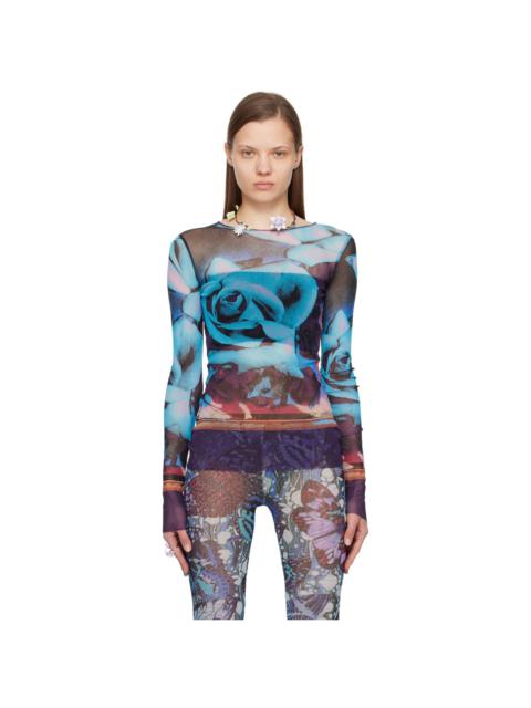 Jean Paul Gaultier Purple & Blue Roses Long Sleeve T-Shirt
