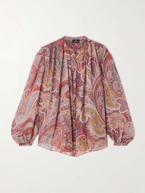 Paisley-print silk-crepon shirt Red