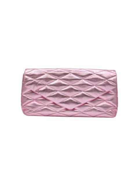 SAINT LAURENT Sade Puffer Envelope Leather Clutch Metallic Pink - NWT