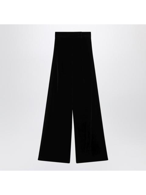 Max Mara Max Mara Black Trousers In Shaved Velvet Women