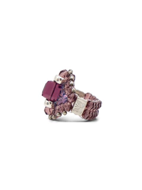 NEEDLES NEEDLES x Tie A Knot Square Crystal Beads Ring - Purple x Purple