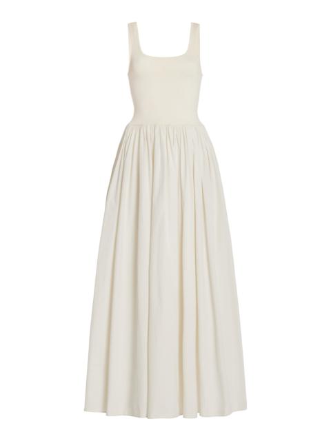 MATTEAU Ribbed-Knit and Cotton Maxi Dress white