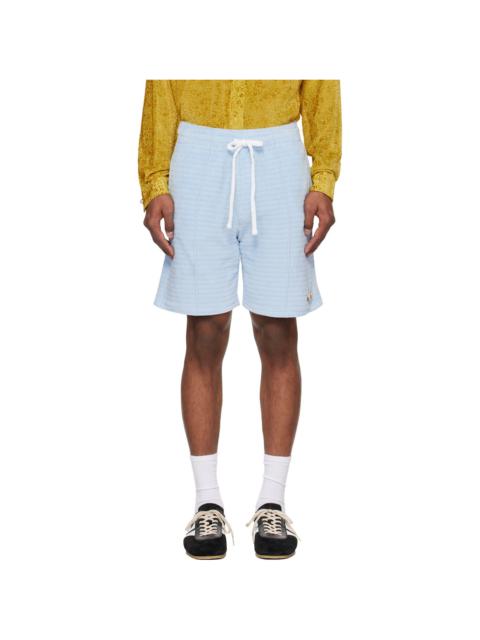 CASABLANCA Blue Velour Stripe Shorts