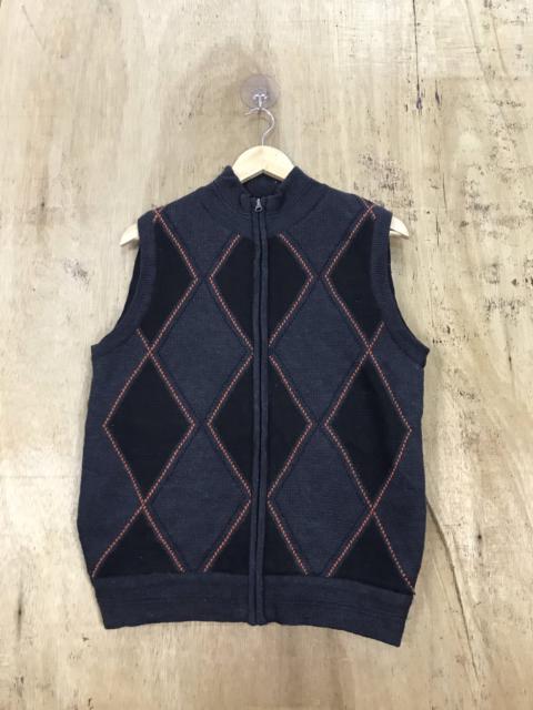 Other Designers Homespun Knitwear - Embark Diamond Argule ZipUp Knit Sweater Vest