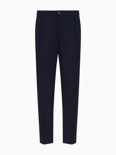 EMPORIO ARMANI PLEATED TECHNICAL SEERSUCKER FABRIC TROUSERS