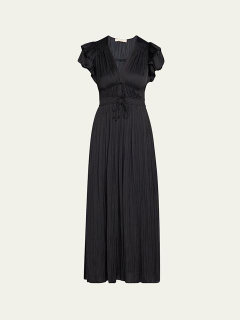 ULLA JOHNSON Patrice Flutter-Sleeve Midi Dress