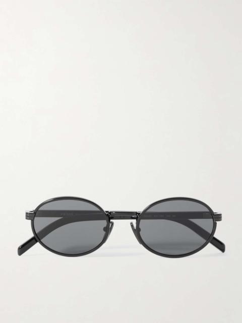 Oval-frame metal sunglasses Black