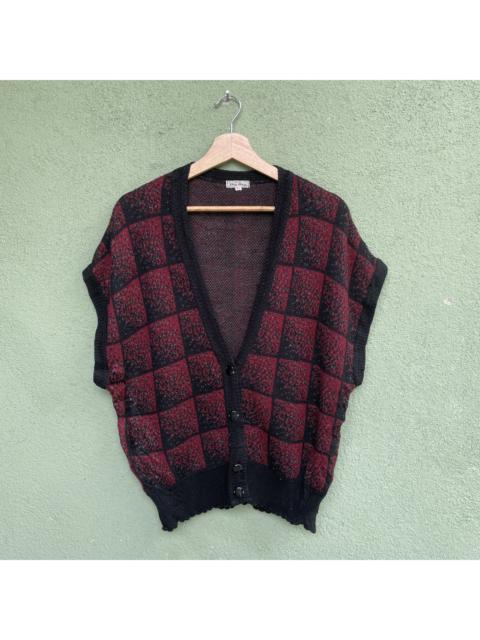 Other Designers Patterned Cardigans - Vintage My Mus Checkred Sleeveless Knitwear Cardigan