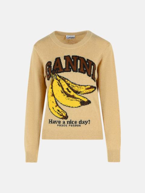 GANNI BEIGE WOOL BLEND SWEATER