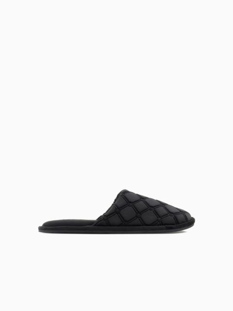EMPORIO ARMANI CHENILLE SLIPPERS WITH MONOGRAM LOGO