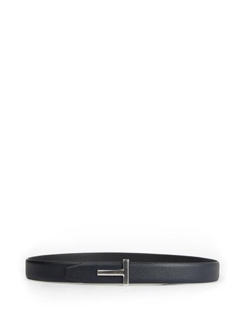TOM FORD Grain Leather Metal T Reversible Belt