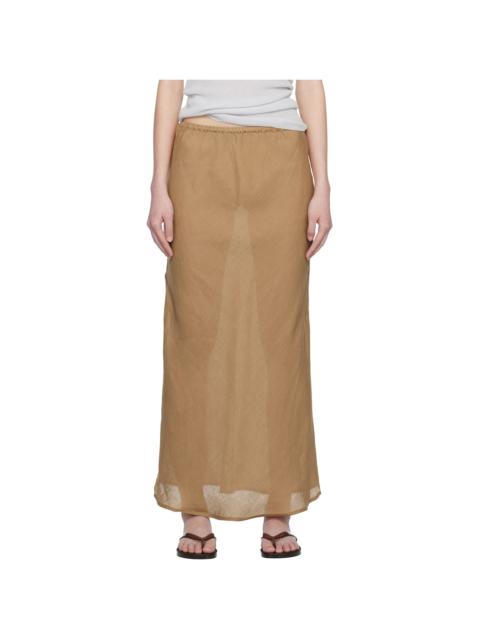 BASERANGE Tan Fine Linen Dydine Maxi Skirt