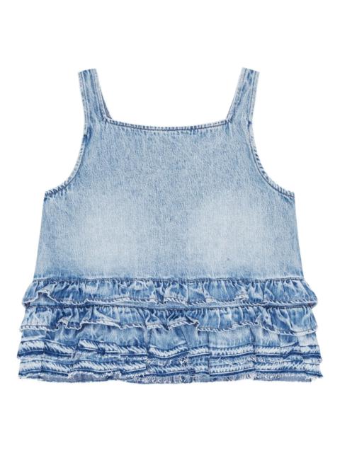 GANNI Soft Rigid Denim Frill Top