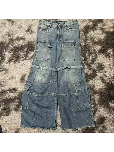 BALENCIAGA Balenciaga Cargo SS25 Light Blue Flared Cargo Denim Jeans