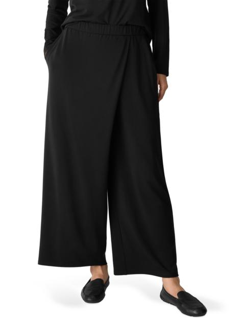 EILEEN FISHER Eileen Fisher Faux Wrap Front Wide Leg Ankle Pants in Black at Nordstrom