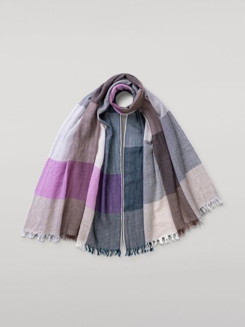 Johnstons of Elgin Ethie Natural & Pink Wool Scarf