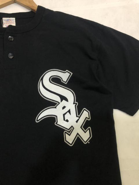 Other Designers Archival Clothing - VINTAGE 90s WHITE SOX HENLEY SHIRT WITH SPELL OUT LOGO