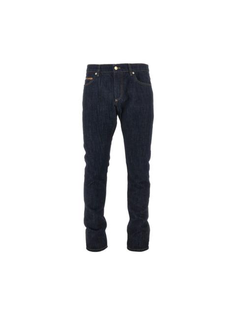 Dolce & Gabbana REGULAR FIT JEANS WITH LEATHER DETAILS