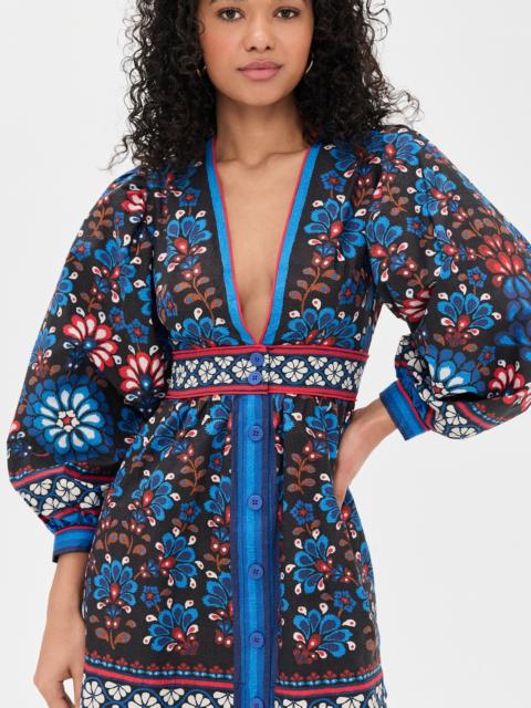 FARM RIO Latina Scarf Black Mini Dress