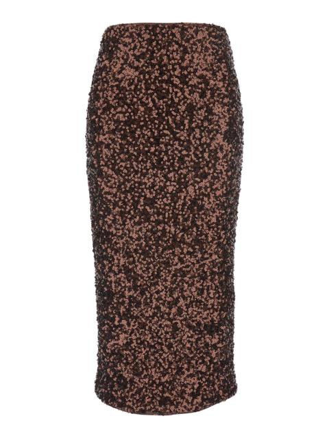 ROTATE Rotate Women Brown Midi Skirt With All-Over Applied Sequin In Tech Fabric Woman