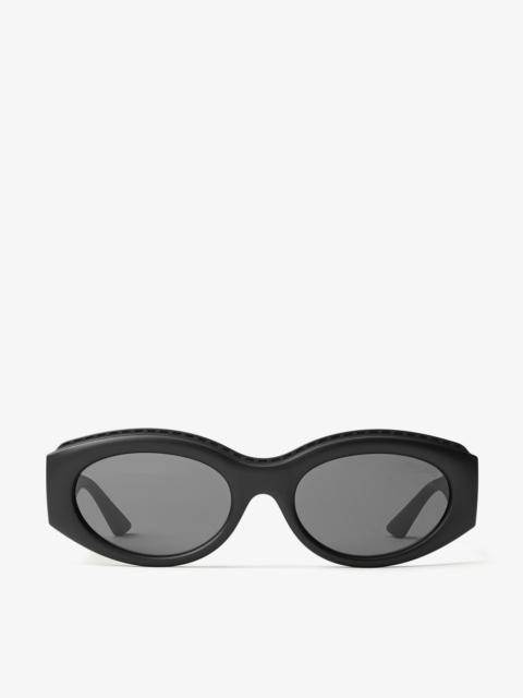 JIMMY CHOO Sue
Matte Black Oval Sunglasses