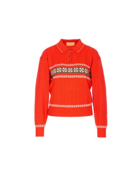 GUEST IN RESIDENCE Guest In Residence Women Cable Collegiate Polo Sweater