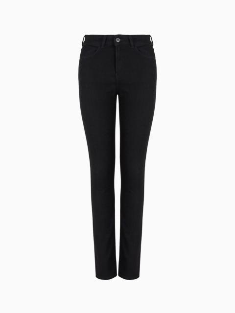 EMPORIO ARMANI J18 High-waisted skinny-fit rinsed comfort-denim jeans
